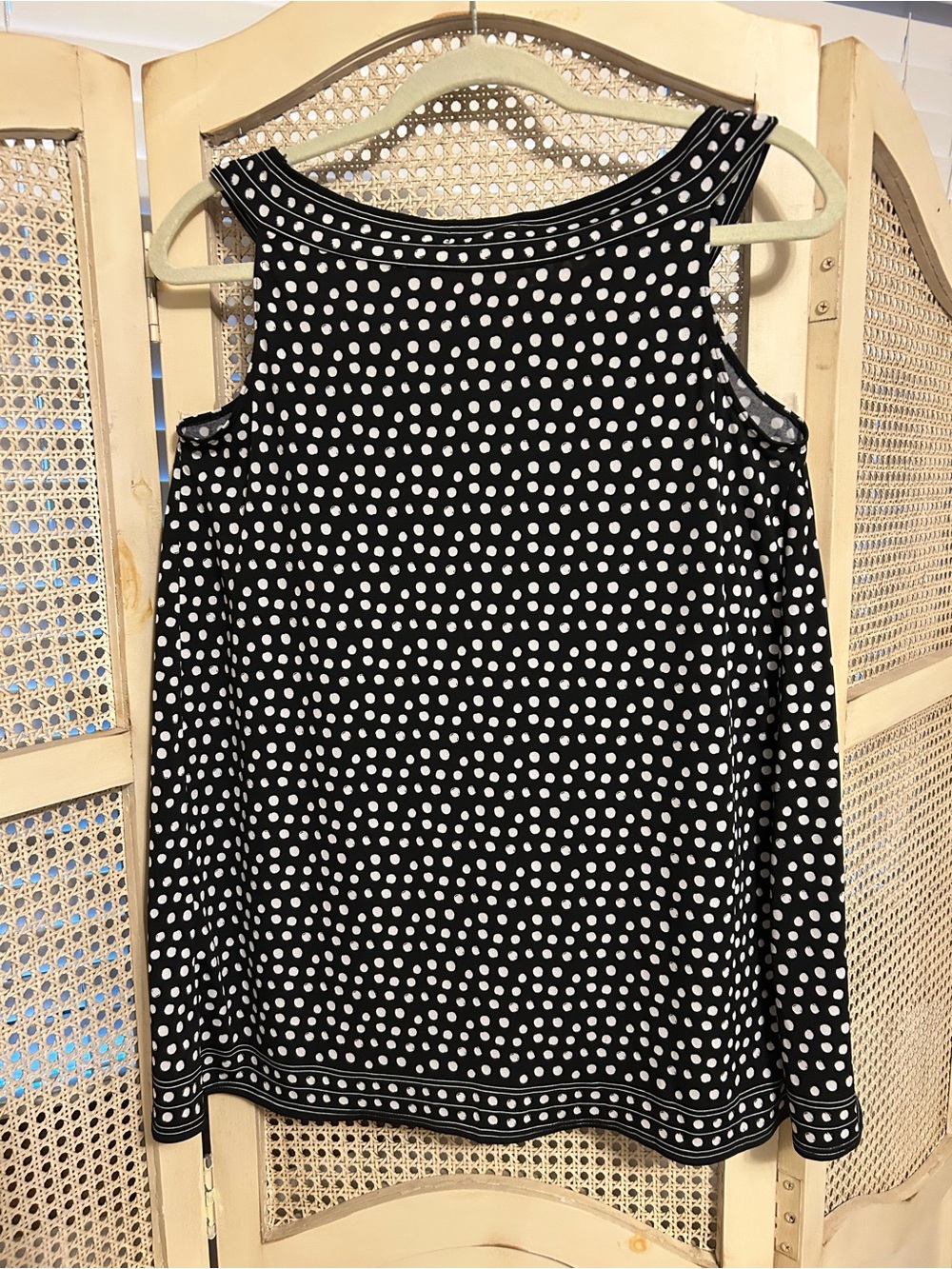 Max Studio Black and White Polka Dot Sleeveless A-Line Dress - Picture 2 of 7